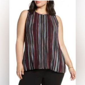 Nordstrom Halogen Pleated Tank in multi-stripe black. 

Size 2X